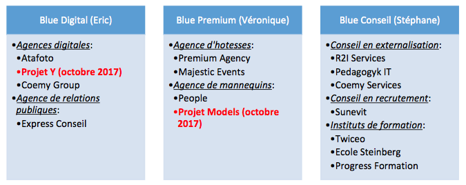 Structure des sociétés de Blue Group